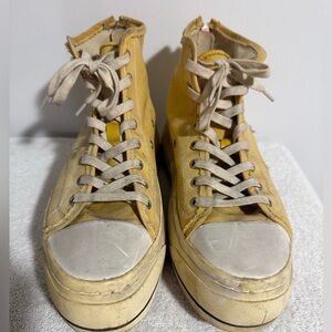 R13 KURT Yellow High-Top Sneakers DISTRESSED AUTHENTIC